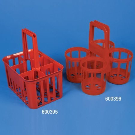 GLOBE SCIENTIFIC Bottle carrier, 6-place, red 600395